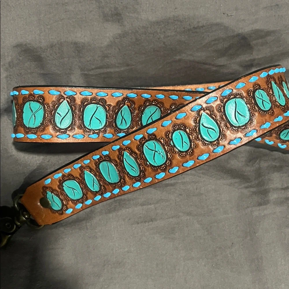 American Darling Brown Leather Strap with Turquoise Accents - Picture 2 of 5